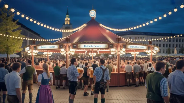 Oktoberfest Karlsruhe 2025 – Messplatz, Musik & Tickets 7 Oktoberfest Karlsruhe 2025 Festzelt auf dem Messplatz mit Dirndl, Lederhosen und Bierkrügen