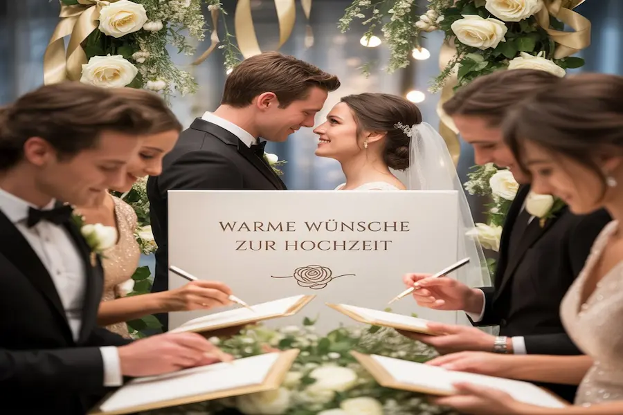Spruch zur Hochzeit: Moderne, Lustige und Persönliche Glückwünsche für den schönsten Tag 3 "Gäste schreiben persönliche Glückwünsche und Sprüche zur Hochzeit in Karten für das Brautpaar."