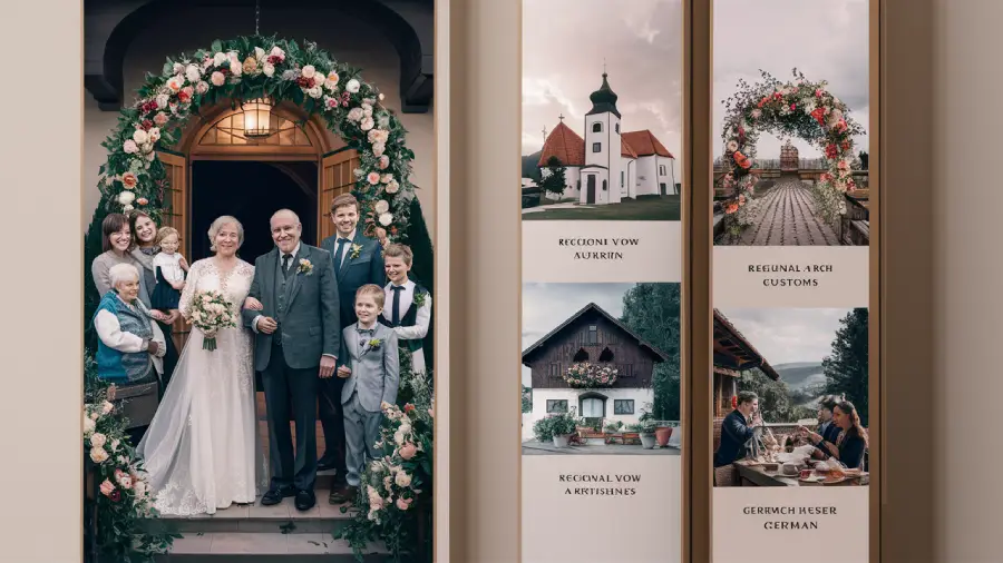 Goldene Hochzeit: 50 Jahre Liebe und warum dieses Jubiläum so besonders ist 4 "Goldene Hochzeit mit Familie, kirchlichem Segen und regionalen Bräuchen wie Blumenbogen und Kaffee."
