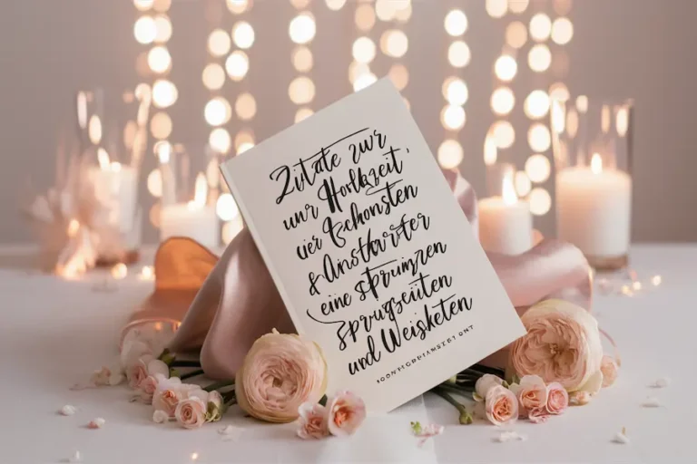 Zitate zur Hochzeit – Die schönsten Sprüche & Weisheiten 21 Elegantes Bild für Blogpost: Zitate zur Hochzeit mit Ringen, Rosen und Kerzenlicht.