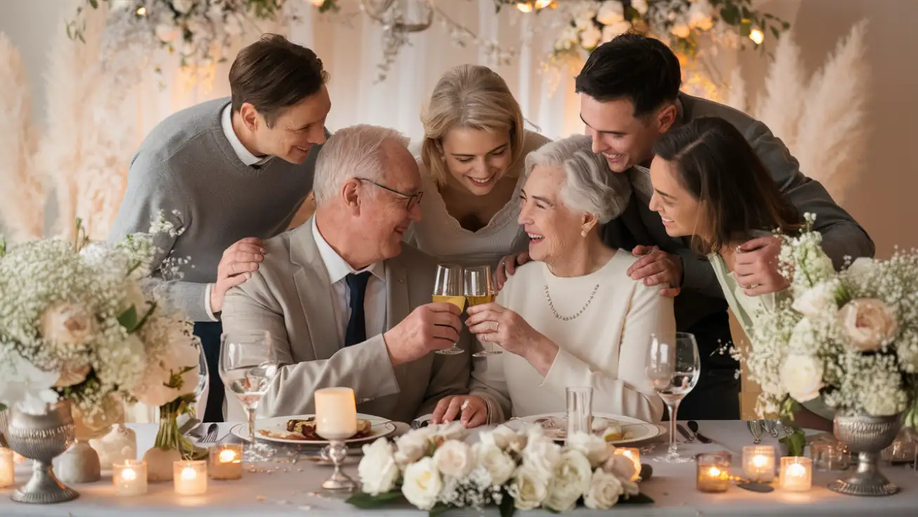 Diamantene Hochzeit – Bedeutung, Sprüche & Ideen für das 60. Ehejubiläum 1 Glückliches Paar feiert Diamantene Hochzeit – 60. Hochzeitstag mit Familie und festlicher Dekoration