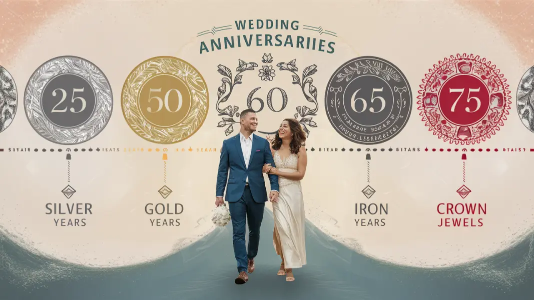 Eiserne Hochzeit: 65 Jahre Ehe feiern mit Herz 3 Hochzeit Jahrestage Tabelle mit Silberhochzeit, Goldene Hochzeit, Diamantene Hochzeit und Eiserne Hochzeit 65 Jahre