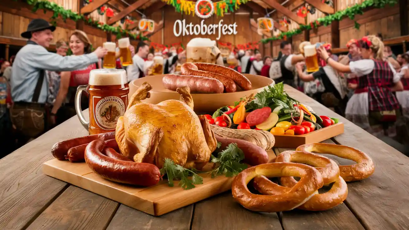 UniWiesn Münster 2025: Tickets, Termine & Dein kompletter Studenten-Guide 5 Essen und Getränke auf der UniWiesn Münster 2025 mit Brezn, Hendl und Maßbier